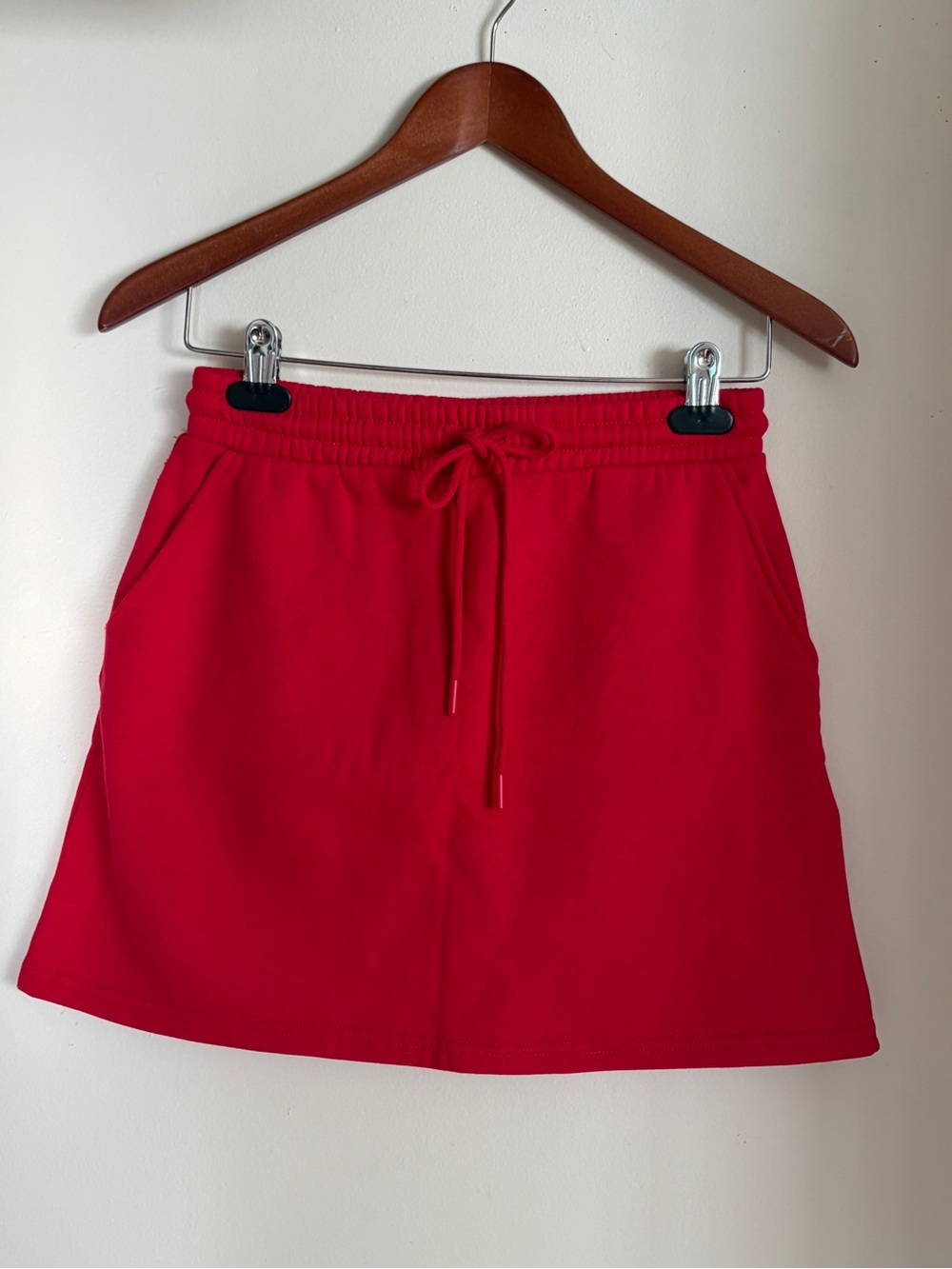 Zara Red Drawstring Mini Skirt with Pockets Medium Measurements taken